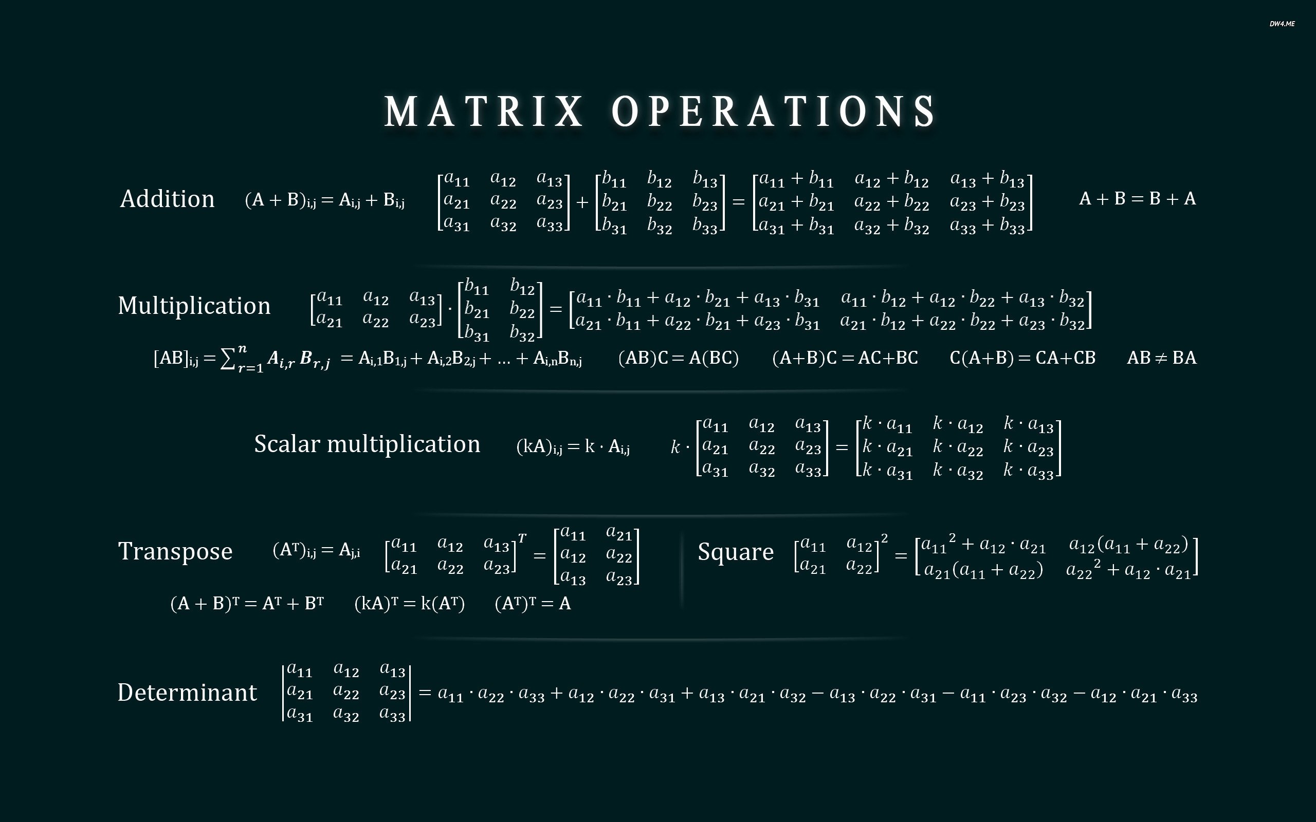 Matrix Operation Formula Algebra Panama Hitek