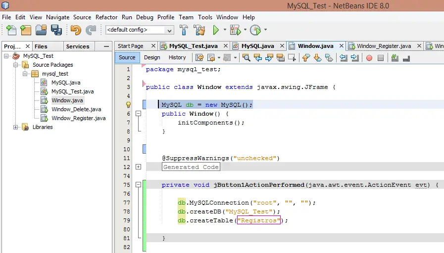 pasos a seguir para crear Base de Datos MySQL en Java